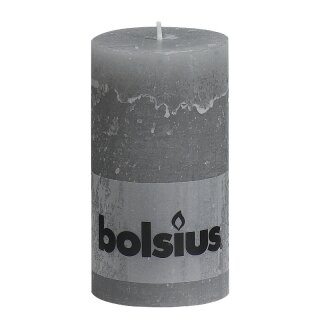 6 Stumpen Kerzen rustikal 130x68 mm hellgrau 1. Wahl von Bolsius