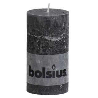 6 Stumpen Kerzen rustikal 130x68 mm anthrazit 1. Wahl von Bolsius