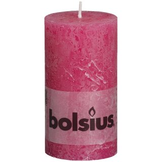 6 Stumpen Kerzen rustikal 130x68 mm fuchsia 1. Wahl von Bolsius