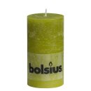 6 Stumpen Kerzen rustikal 130x68 mm schilfgr&uuml;n 1. Wahl von Bolsius