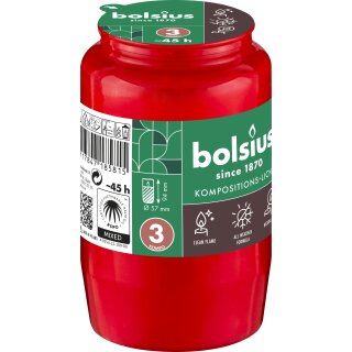 Bolsius Grabkerzen Nr. 3 rot im 20er Pack 45h Kompositions-Licht