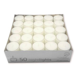 100 Teelichter Acryl Cup Weiß Nightlights transparente Hülle Wenzel Kerzen 8 Std 