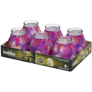 6 Glas Windlichter Twilight Spezial 104x99 mm Kreise Gartenlichter Bolsius