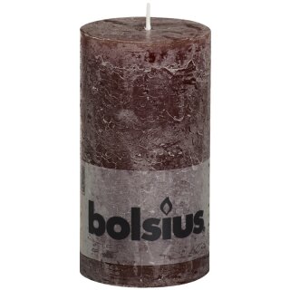 6 Stumpen Kerzen rustikal 130x68 mm schoko-braun 1. Wahl von Bolsius