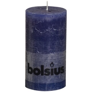 6 Stumpen Kerzen rustikal 130x68 mm dunkelblau 1. Wahl von Bolsius