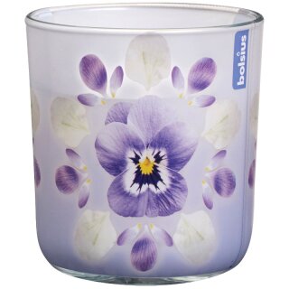 6 Duftkerzen im Glas 86x80 mm Flower Burst lila Duft Duftgl&auml;ser
