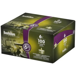 BOLSIUS Teelichter Großpackung – 100 Stück, Weiß, Geruchlos, 6 Std. Brenndauer, Für Dekoration & Events