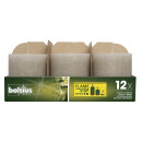 12 Bolsius Rustik Stumpenkerzen 80x68 mm kieselgrau mit Flame Stop im 12er Tray
