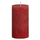 12 Bolsius Rustik Stumpen Kerzen 130x68 mm rot mit Flame Stop im 12er Tray