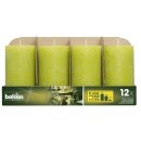 12 Bolsius Rustik Stumpen Kerzen 130x68 mm lemon mit Flame Stop im 12er Tray