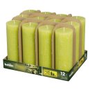 12 Bolsius Rustik Stumpenkerzen 190x68 mm lemon mit Flame Stop im 12er Tray